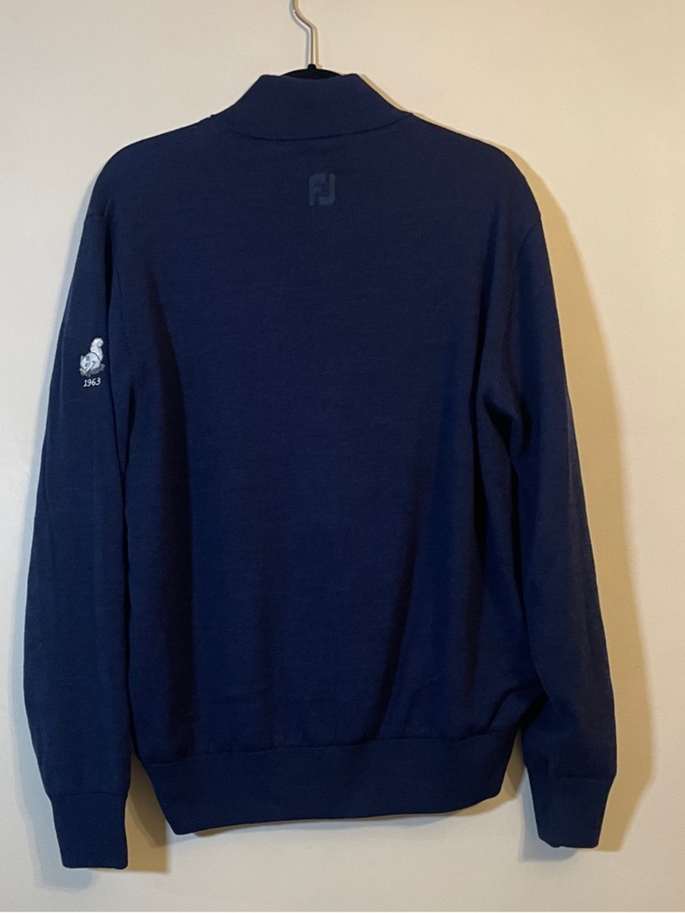 FootJoy Men’s Lined Merino Wool 1/2 Zip Golf Sweater Navy Size M Windproof Therm - Picture 2 of 7